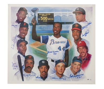 500 Home Run Club Signed Poster with Aaron, Mays and Williams   